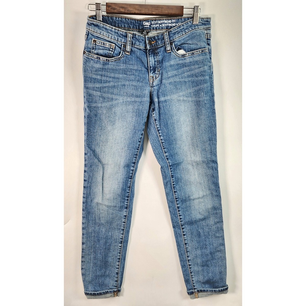 GAP Sexy Boyfriend Fit Jeans Women's 4 Medium Blue Wash‎ Denim